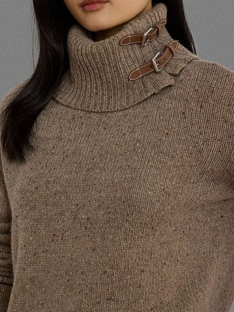 Lauren Ralph Lauren sweter z dodatkiem wełny damski kolor brązowy z golfem 200979663