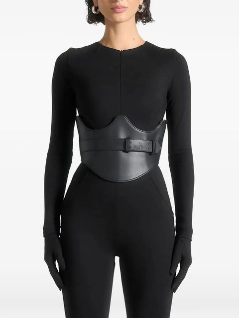 Manière De Voir dipped hem belt detail corset belt - Black