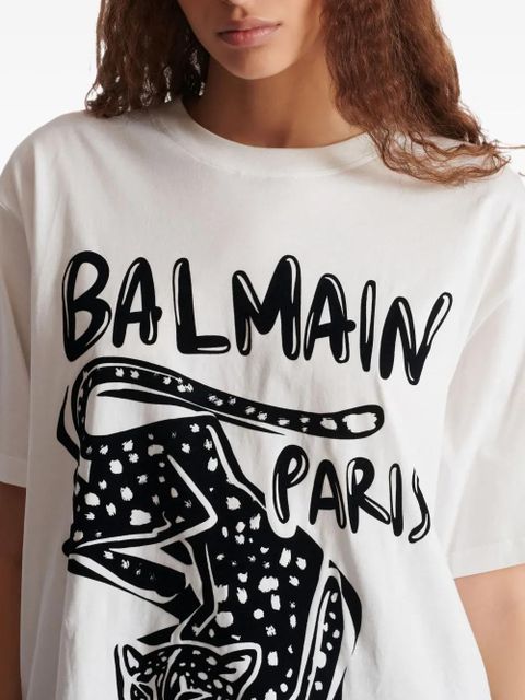 Balmain leopard-print short-sleeved T-shirt - White