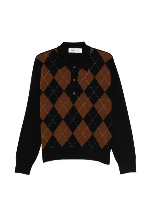 Róhe argyle-knit polo top - Black - zdjęcie produktu nr 1