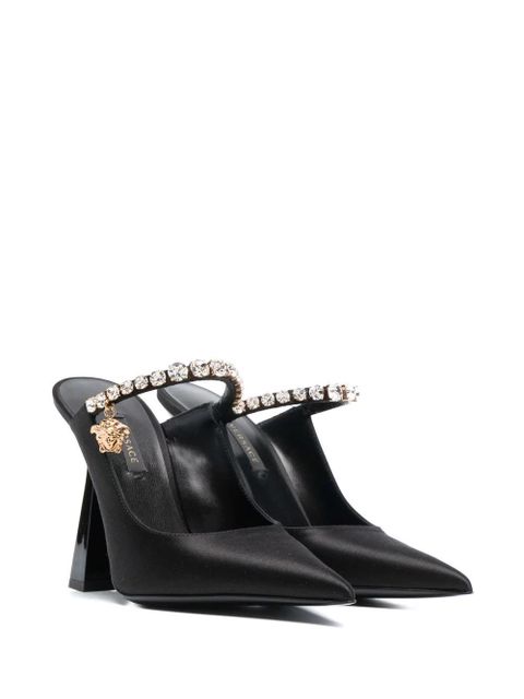 Versace crystal-embellished mule pumps - Black