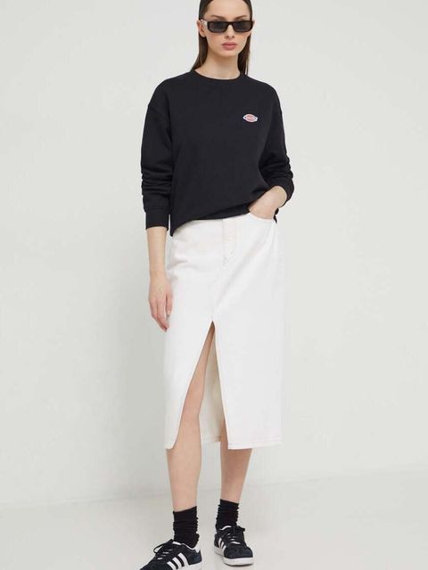 Abercrombie & Fitch spódnica jeansowa kolor biały midi prosta - zdjęcie produktu nr 2