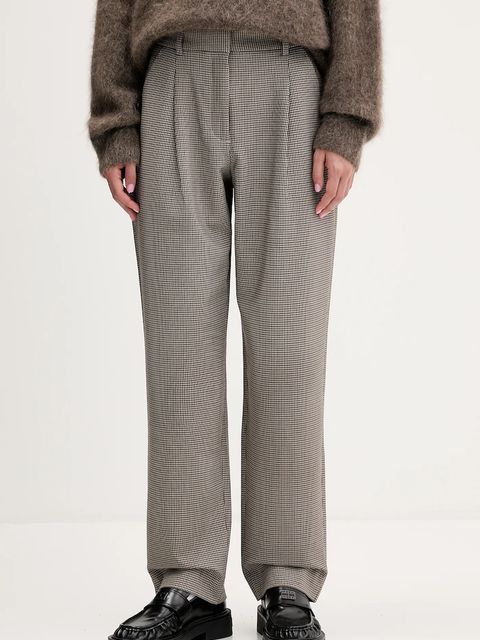 Abercrombie & Fitch spodnie damskie kolor brązowy proste high waist KI156-5414-407 - zdjęcie produktu nr 1