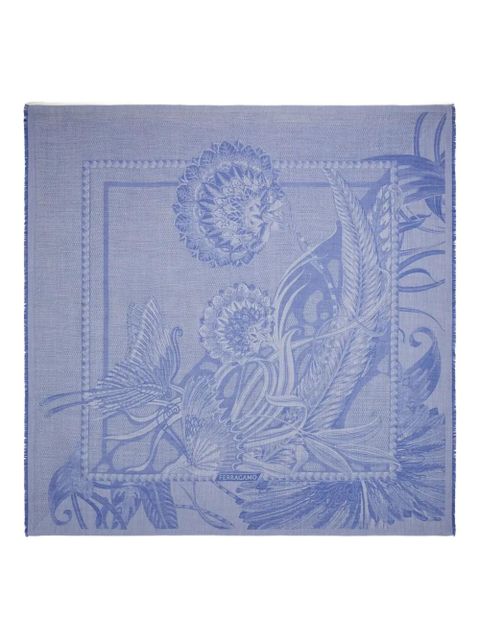 Ferragamo floral-jacquard scarf - Blue - zdjęcie produktu nr 1