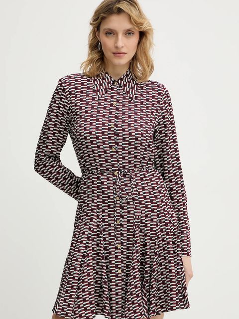 Tommy Hilfiger sukienka kolor bordowy mini rozkloszowana WW0WW48629 - zdjęcie produktu nr 1