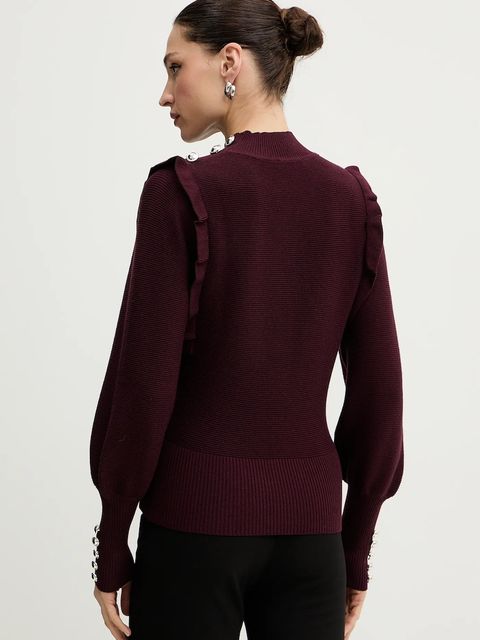 Morgan sweter damski kolor bordowy z półgolfem MGENEV