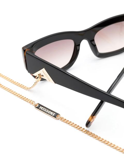MISSONI EYEWEAR tortoiseshell-detailing rectangle-frame sunglasses - Brown