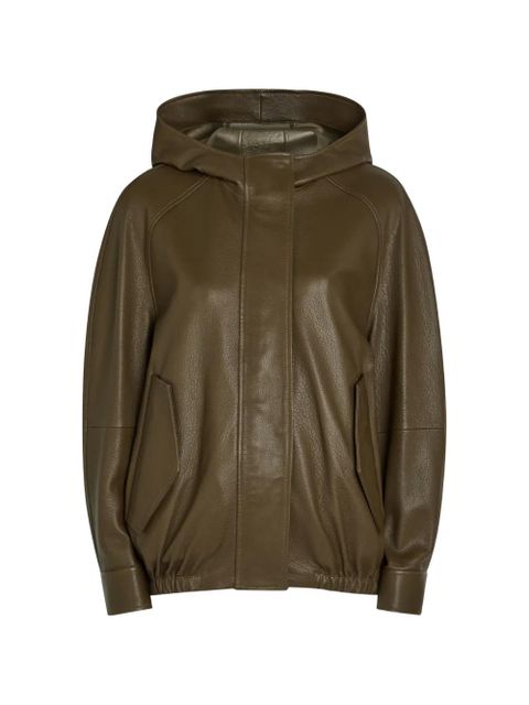 Nour Hammour hooded leather jacket - Green - zdjęcie produktu nr 1
