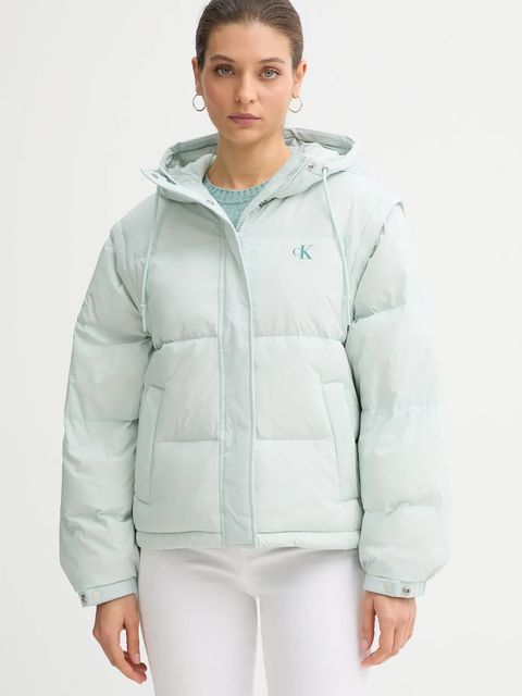 Calvin Klein Jeans bezrękawnik puchowy kolor turkusowy zimowa LV044D522G - zdjęcie produktu nr 1