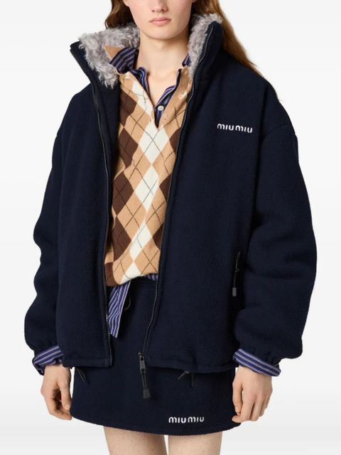 Miu Miu drawstring fleece mini skirt - Blue