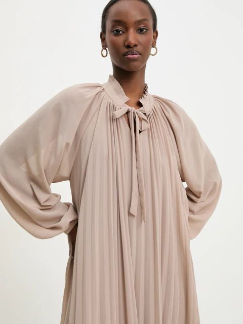 Answear.LAB sukienka kolor beżowy maxi prosta