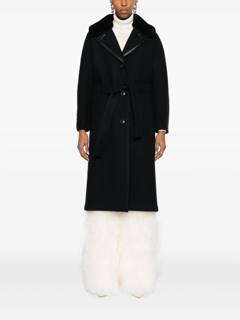 Yves Salomon belted felted-wool coat - Blue