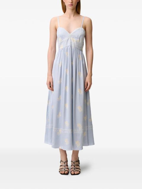Claudie Pierlot floral embroidered midi dress - Blue