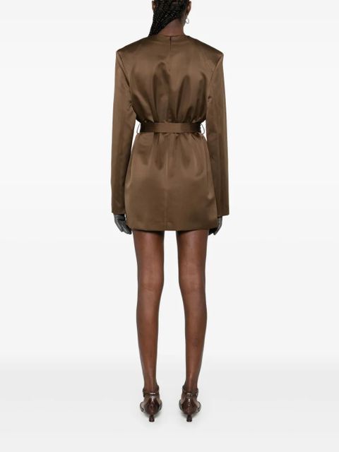 Nanushka belted crew-neck mini dress - Brown
