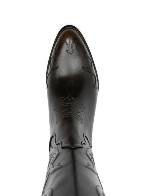 Maje 50mm floral-embroidered leather boots - Brown - zdjęcie produktu nr 2