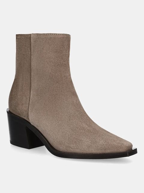 Answear.LAB botki zamszowe kolor beżowy na słupku lekko ocieplone - zdjęcie produktu nr 2