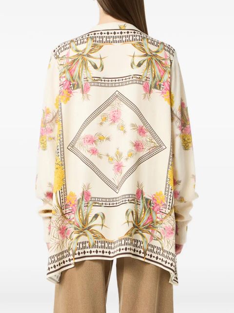 Blumarine floral-print cardigan - Neutrals