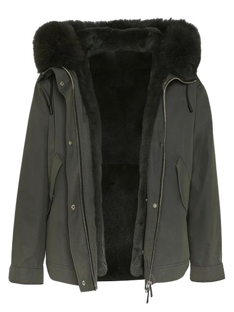 Yves Salomon fur-trimmed drawstring-hood coat - Green