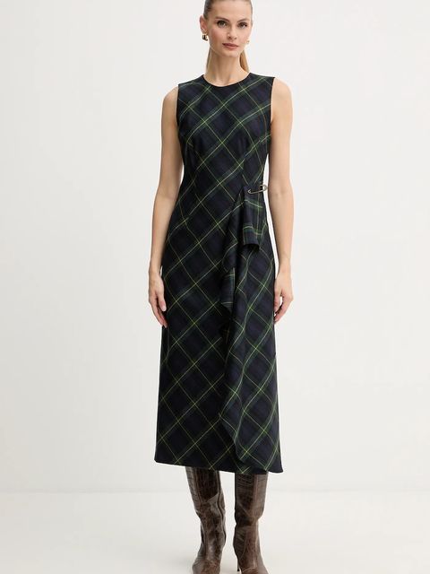 Luisa Spagnoli sukienka z dodatkiem wełny kolor granatowy midi rozkloszowana 542289 - zdjęcie produktu nr 1