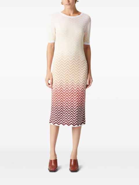 Missoni zigzag-woven midi dress - White