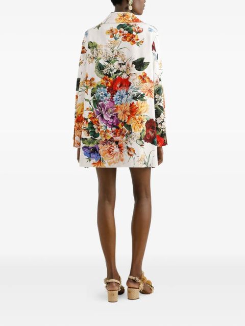 Dolce & Gabbana floral-print coat - White