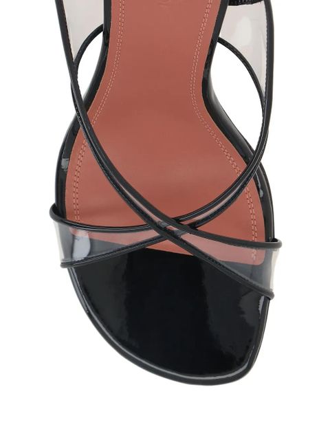 Amina Muaddi Lena 90MM patent-leather slingback sandals - Black