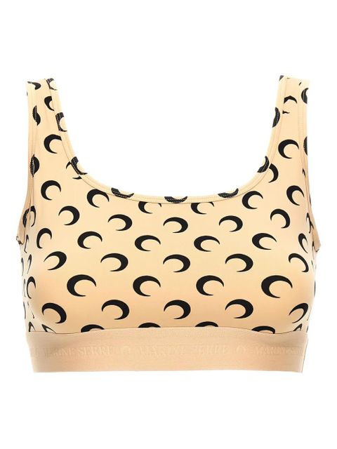 Marine Serre crescent moon-print sport bra - Neutrals - zdjęcie produktu nr 1