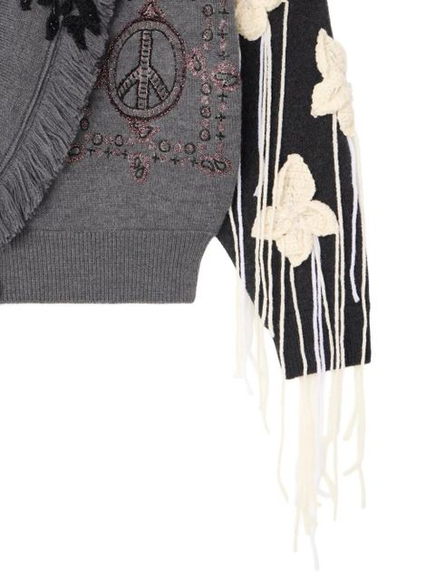 Alanui Midnight in Manhattan embellished fringed cardigan - Grey