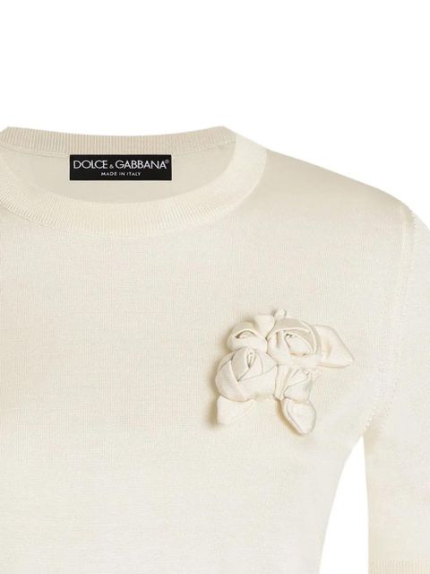 Dolce & Gabbana floral-appliqué T-shirt - Neutrals - zdjęcie produktu nr 2