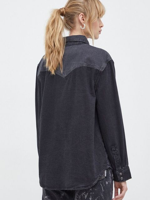 Levi's koszula jeansowa damska kolor czarny regular z kołnierzykiem klasycznym