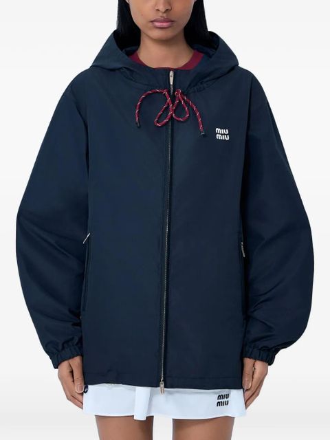 Miu Miu drawstring-hood zip-up jacket - Blue - zdjęcie produktu nr 1