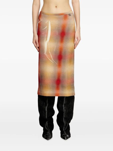 Diesel plaid logo detail skirt - Neutrals