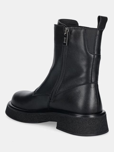 GOE botki skórzane damskie kolor czarny na płaskim obcasie SS2N4145 BLACK - zdjęcie produktu nr 2