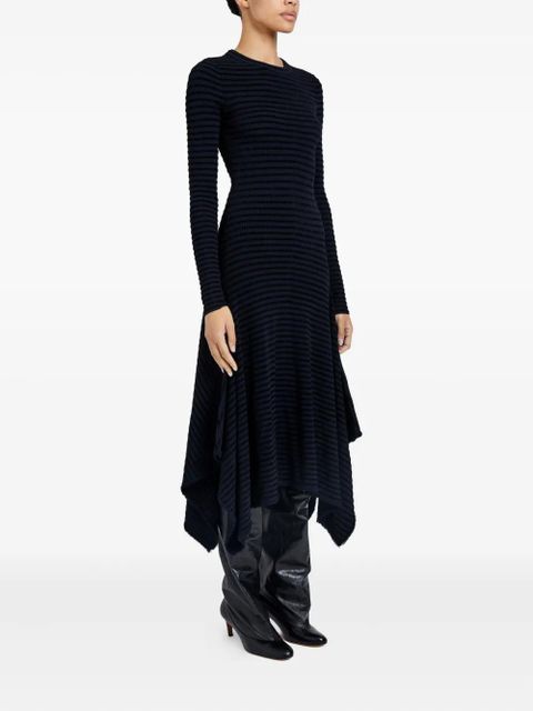 Proenza Schouler Didi striped asymmetric midi dress - Blue