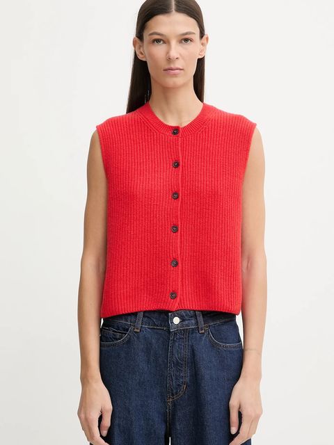 Marc O'Polo kamizelka z dodatkiem wełny damski kolor czerwony M00609065023 - zdjęcie produktu nr 1