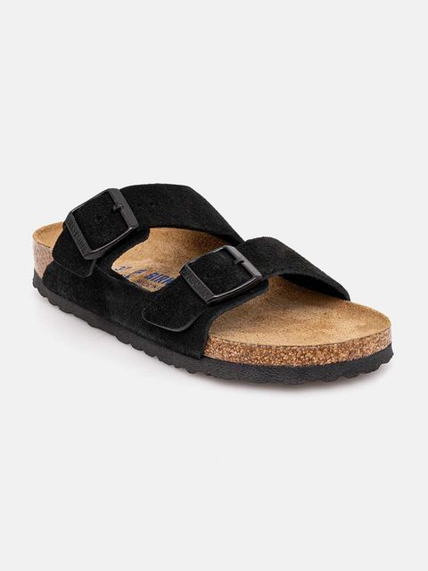 Birkenstock klapki zamszowe Arizona SFB damskie kolor czarny 951323 - zdjęcie produktu nr 1