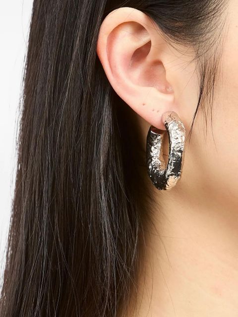 MM6 Maison Margiela tinfoil-textured hoop earrings - Silver - zdjęcie produktu nr 2