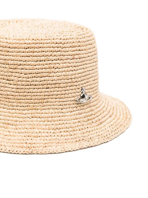 Vivienne Westwood Orb raffia bucket hat - Neutrals
