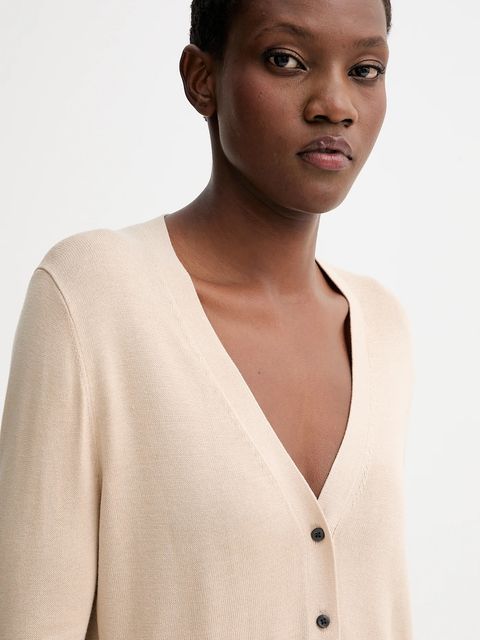 Calvin Klein kardigan damski kolor beżowy lekki LV044C346G