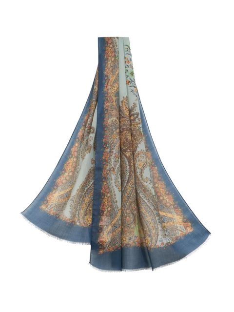 ETRO abstract-print cashmere scarf - Blue