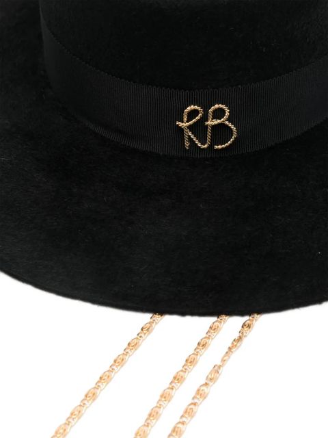 Ruslan Baginskiy monogram-embellished canotier hat - Black - zdjęcie produktu nr 2