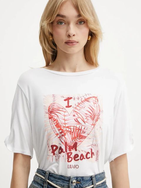 Liu Jo t-shirt damski kolor biały VA5155.JS360