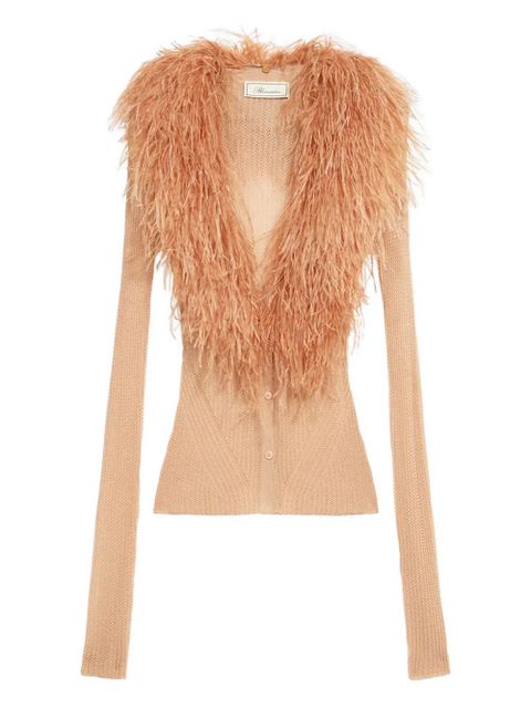 Blumarine feather-collar cardigan - Pink - zdjęcie produktu nr 1