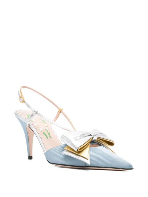 Valentino Garavani 90mm bow-embellished slingback pumps - Blue - zdjęcie produktu nr 2
