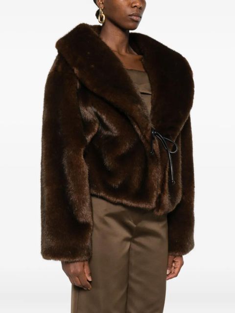 Nanushka shawl-collar tie-fastening jacket - Brown