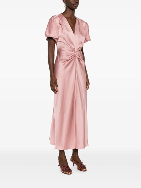 Victoria Beckham V-neck draped midi dress - Pink - zdjęcie produktu nr 2