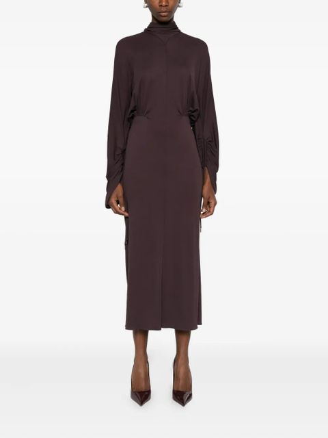 Lanvin gathered midi dress - Brown