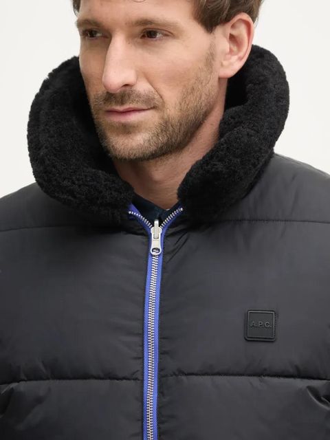 A.P.C. bezrękawnik dwustronny doudoune teddy kolor niebieski zimowy PAAFW.M30201