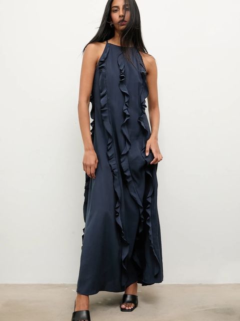 Answear.LAB sukienka kolor granatowy maxi prosta - zdjęcie produktu nr 1