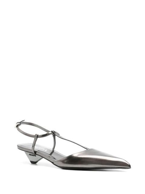 Prada 35mm metallic-finish pumps - Grey